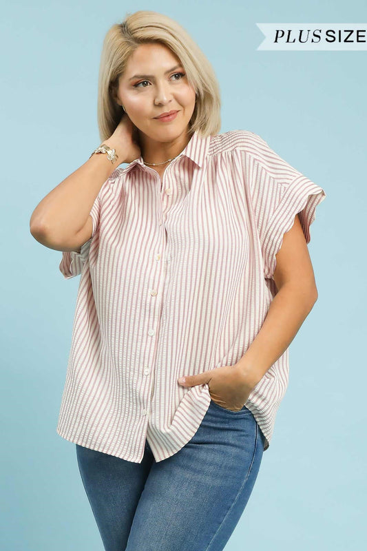 Scallop Striped Button Down