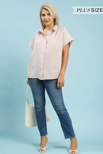 Scallop Striped Button Down