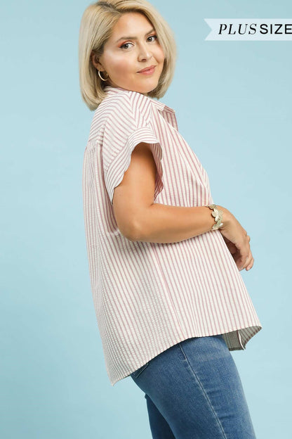 Scallop Striped Button Down