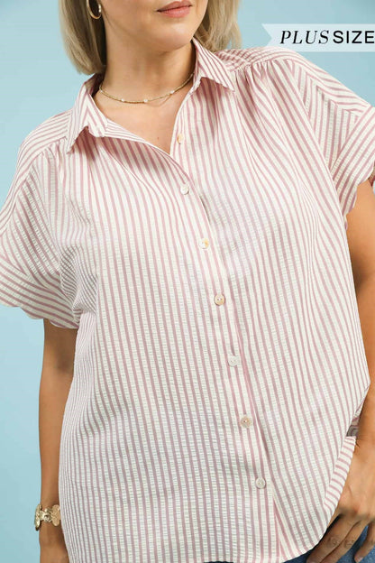 Scallop Striped Button Down