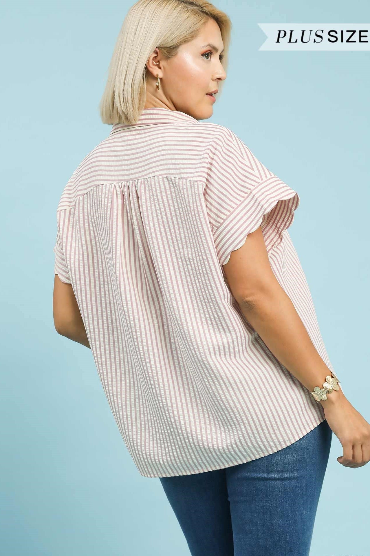 Scallop Striped Button Down