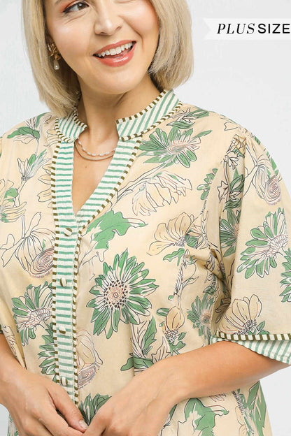 Floral Stripe Tiered Dress