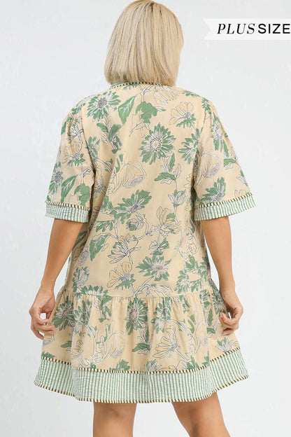 Floral Stripe Tiered Dress