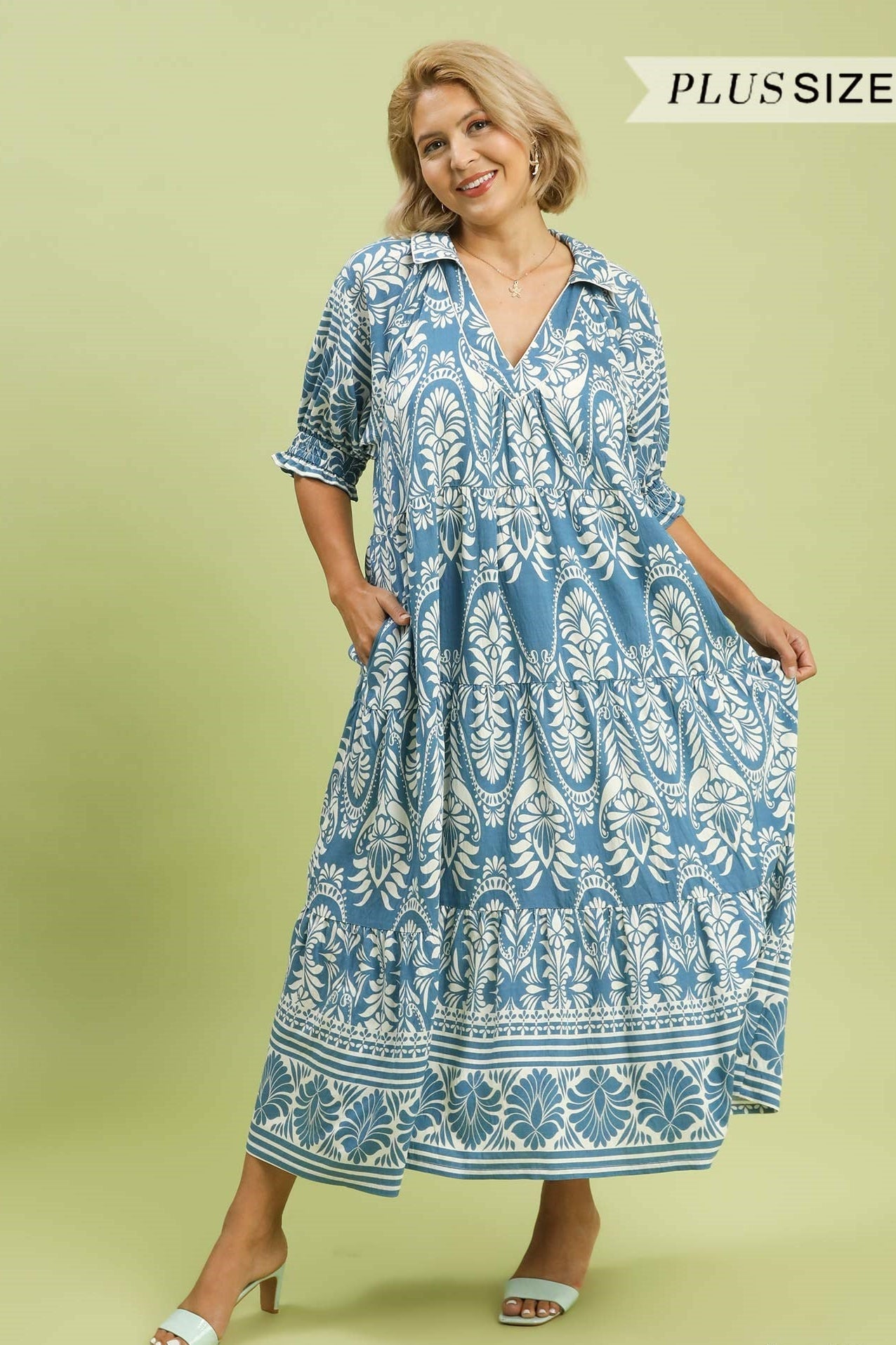 Border Print Midi Dress