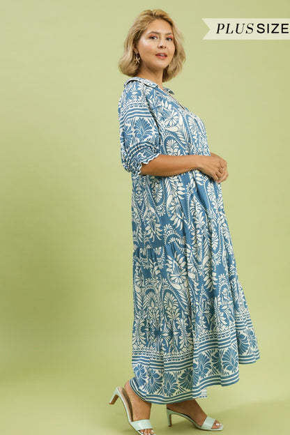 Border Print Midi Dress