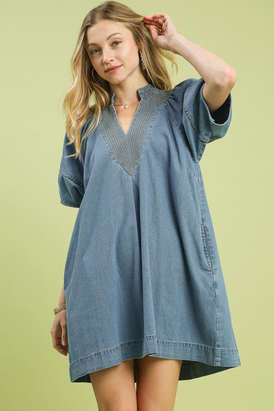 A-Line Denim Mini Dress