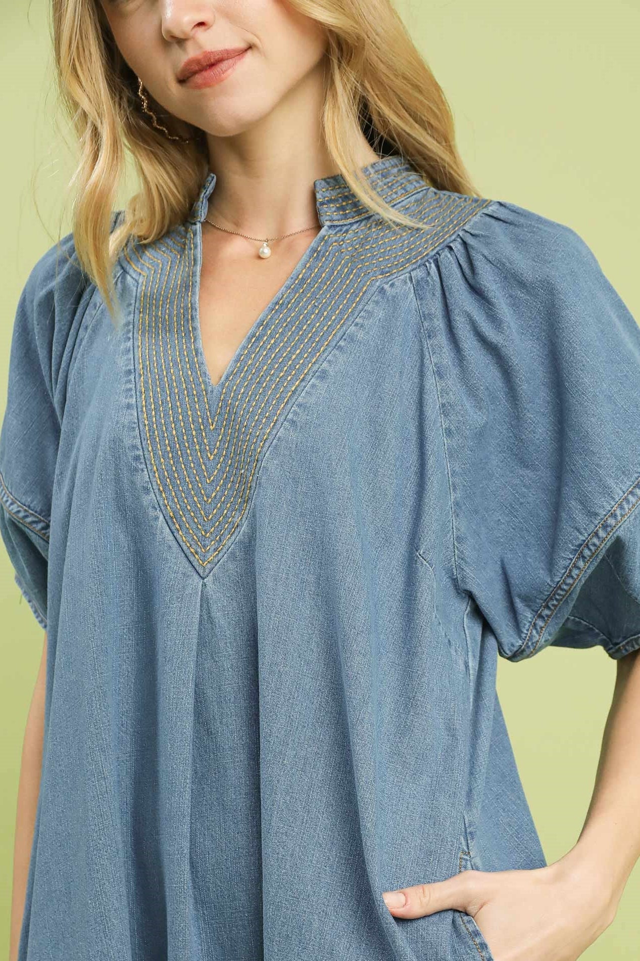 A-Line Denim Mini Dress