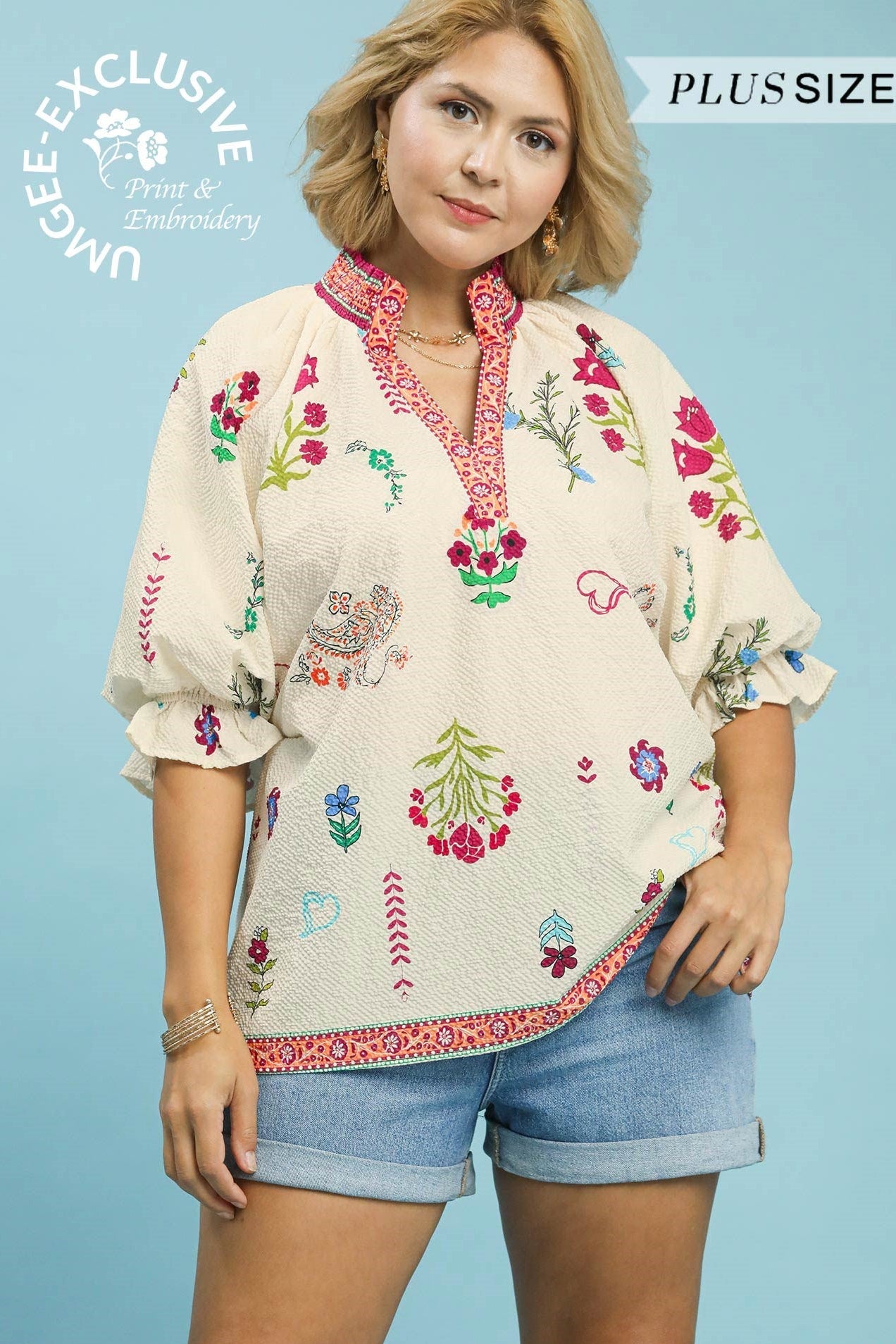 Floral Smocked Collar Blouse