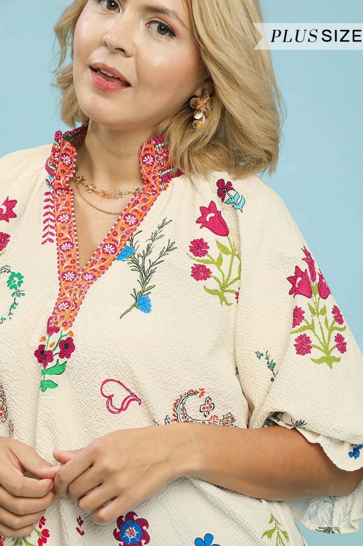 Floral Smocked Collar Blouse