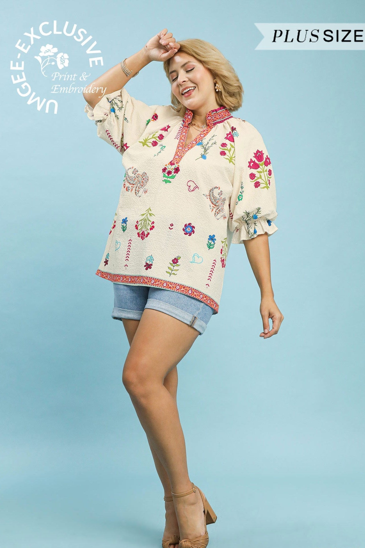 Floral Smocked Collar Blouse