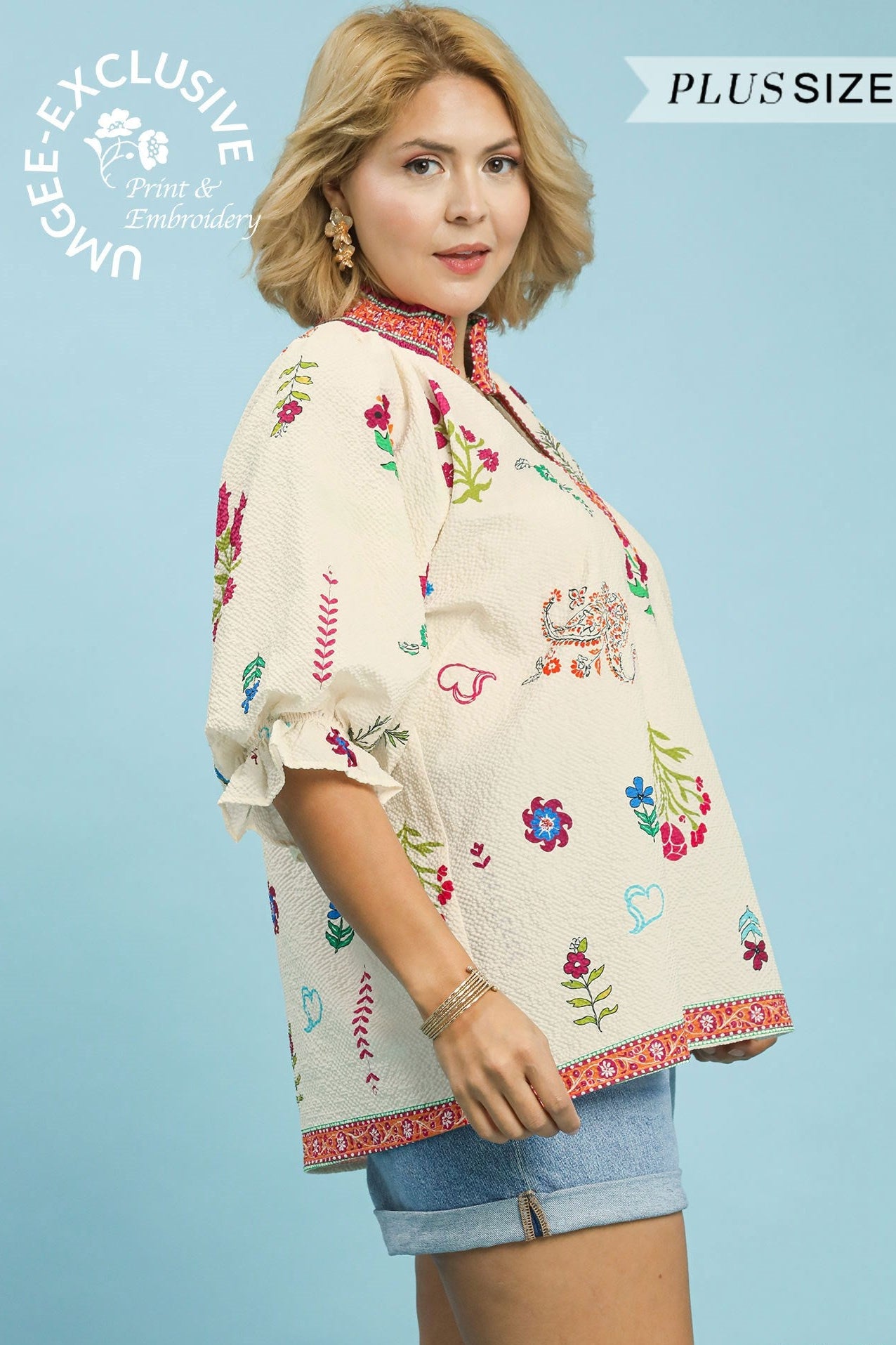 Floral Smocked Collar Blouse