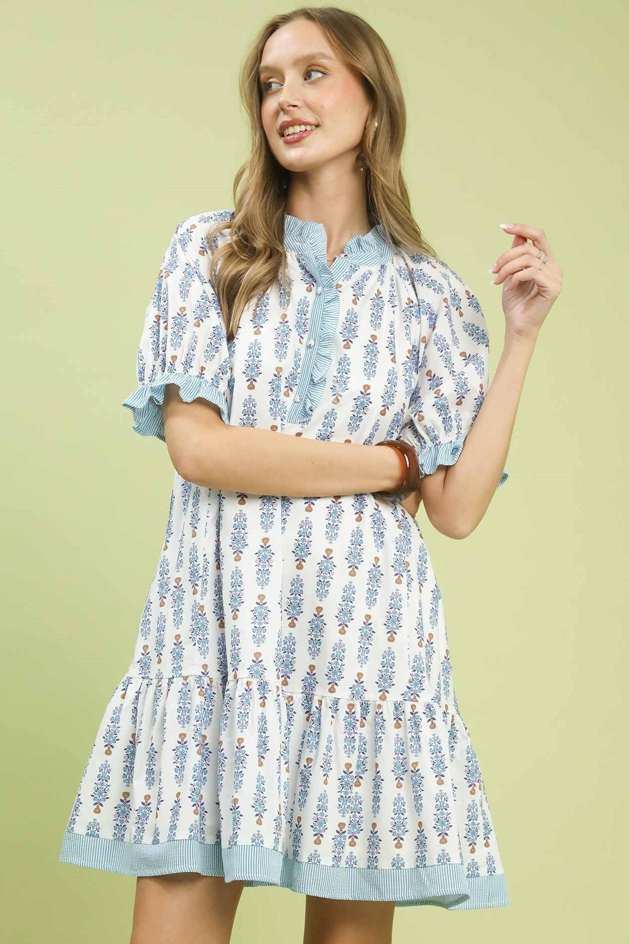 Cotton Floral Stripe Dress
