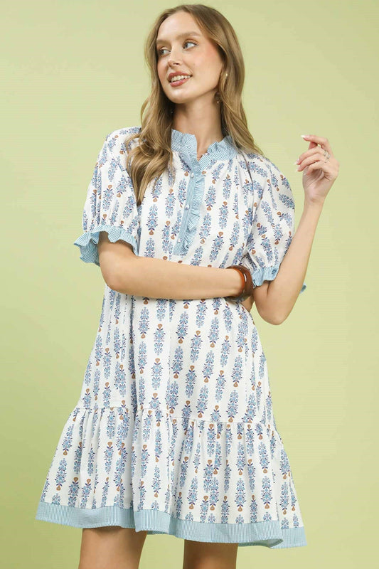 Cotton Floral Stripe Dress