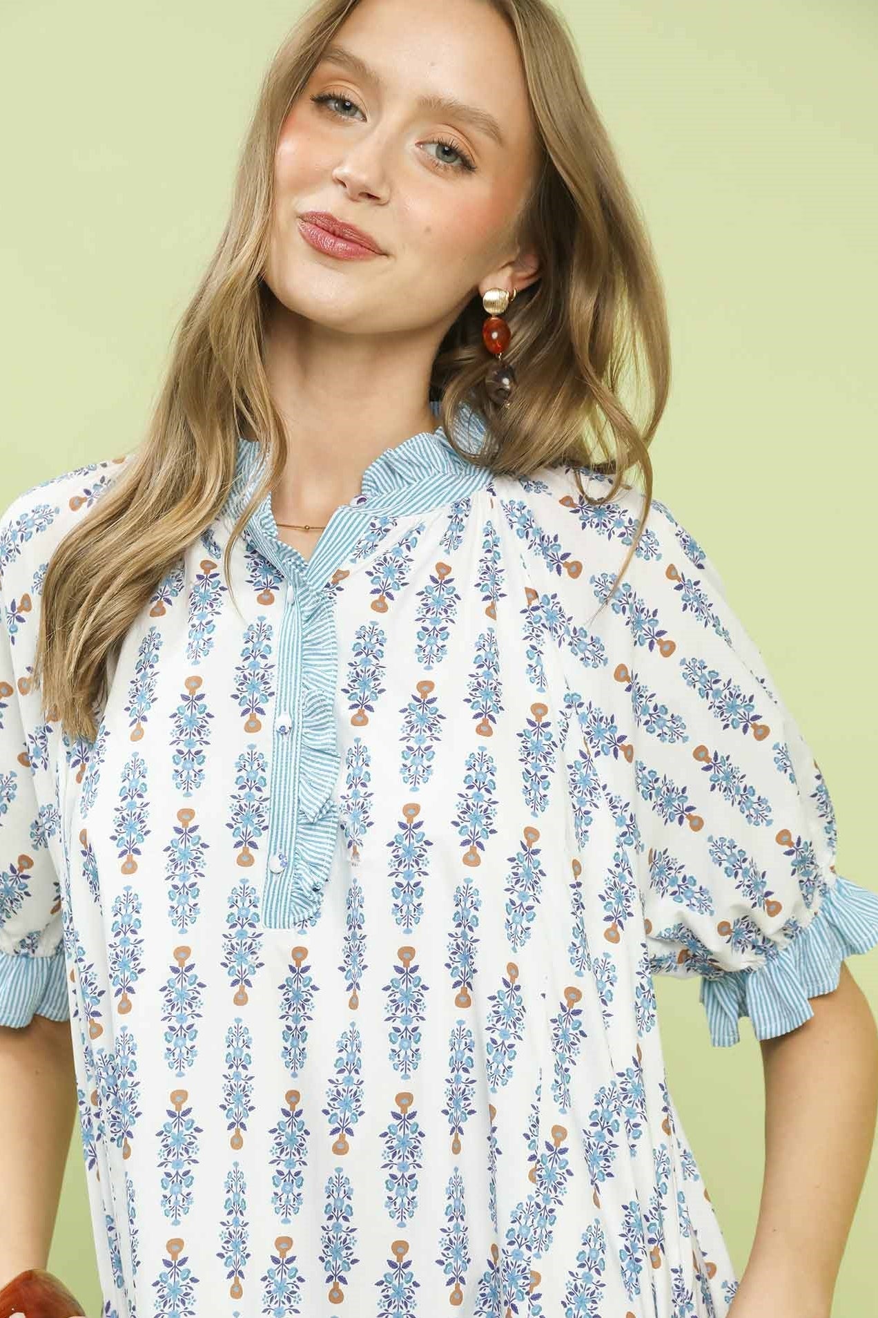 Cotton Floral Stripe Dress