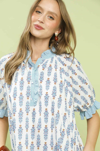 Cotton Floral Stripe Dress
