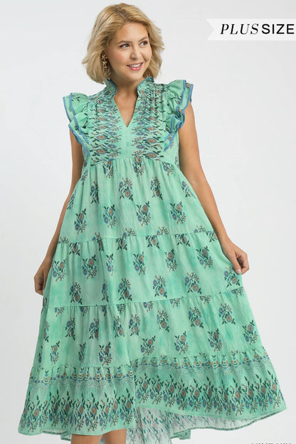 Floral Tiered Ruffle Midi Dress