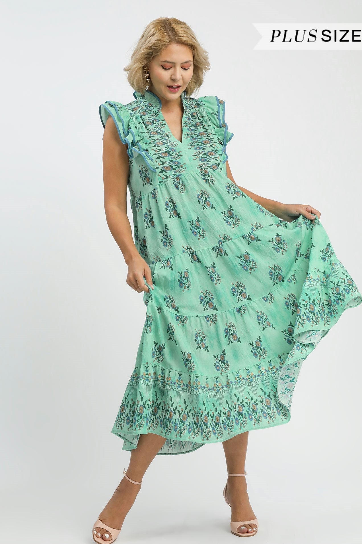 Floral Tiered Ruffle Midi Dress