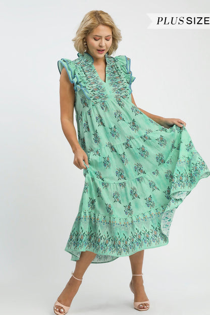 Floral Tiered Ruffle Midi Dress