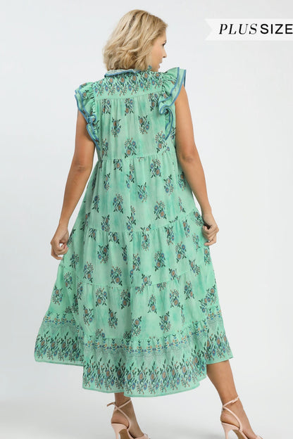 Floral Tiered Ruffle Midi Dress