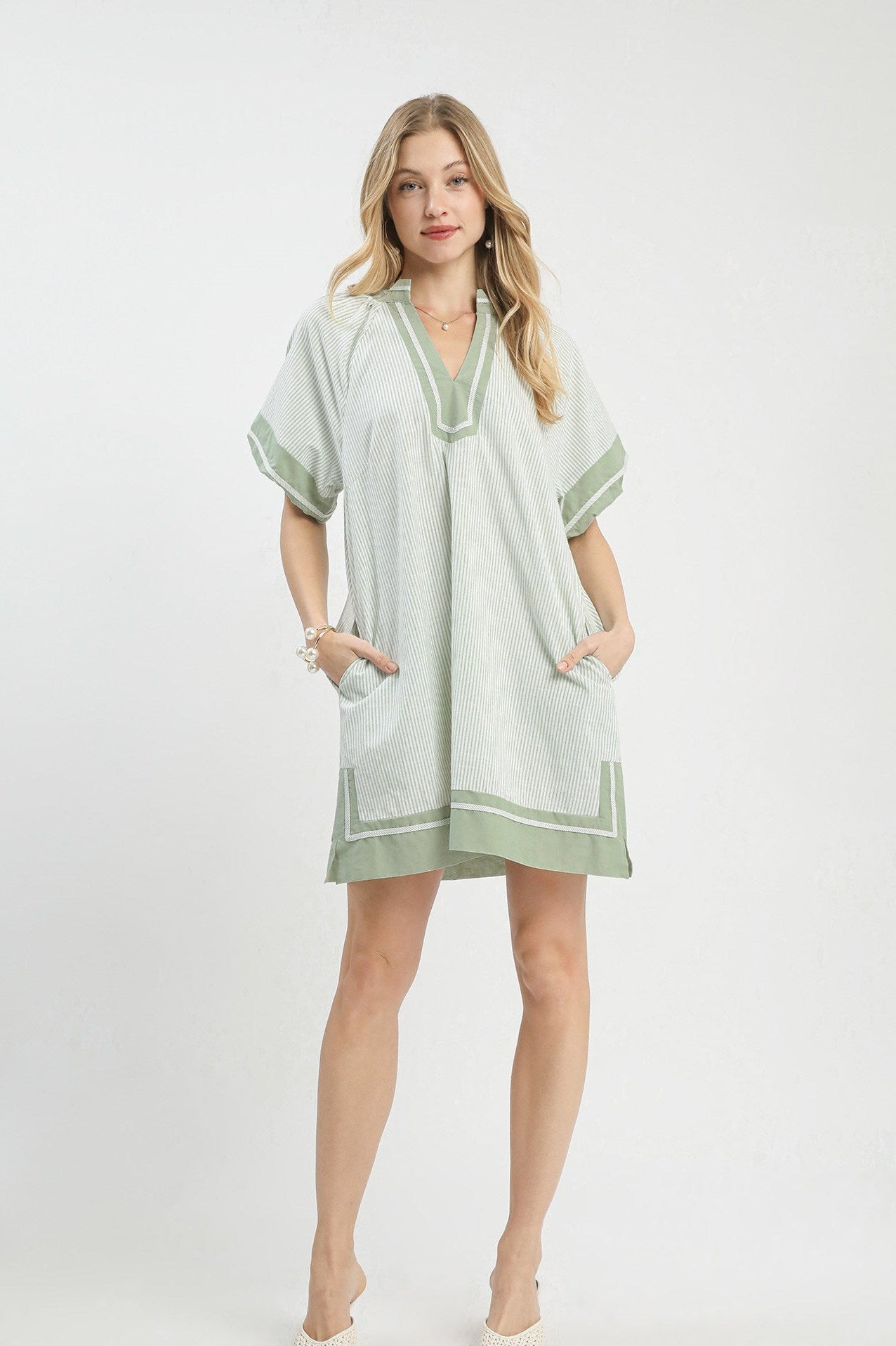 Border Trim Mini Dress