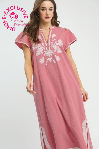 Floral Applique Midi Dress