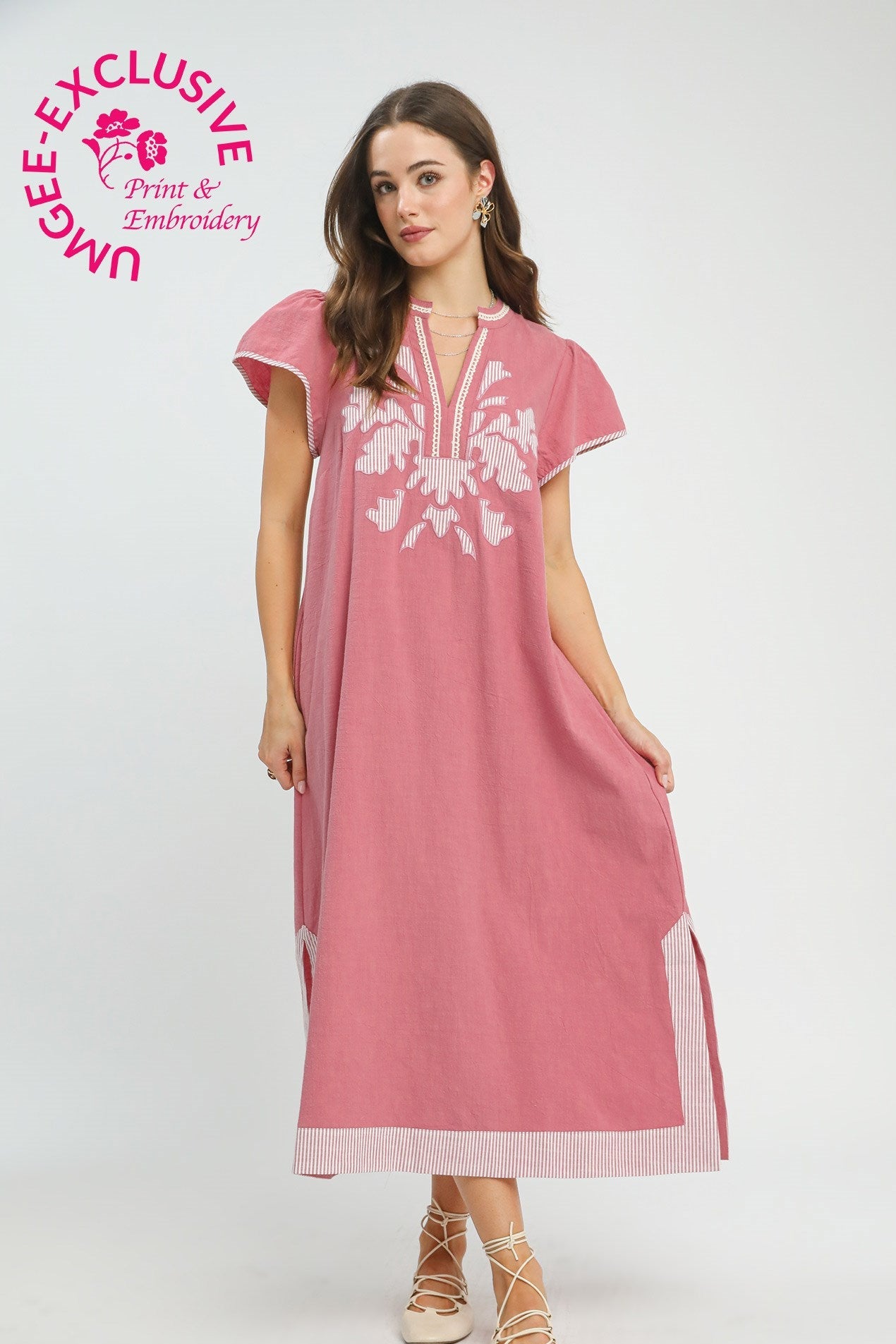 Floral Applique Midi Dress