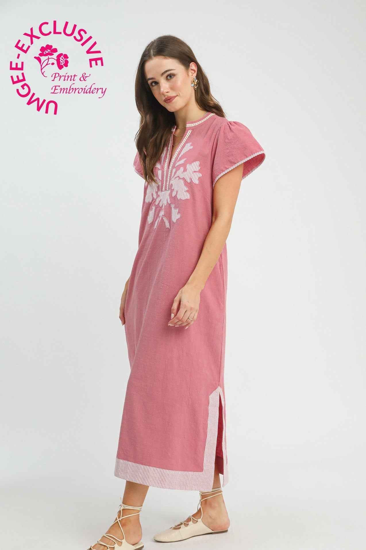 Floral Applique Midi Dress