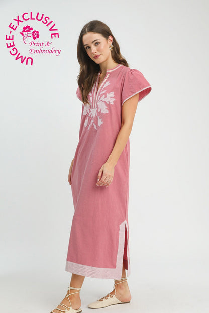 Floral Applique Midi Dress