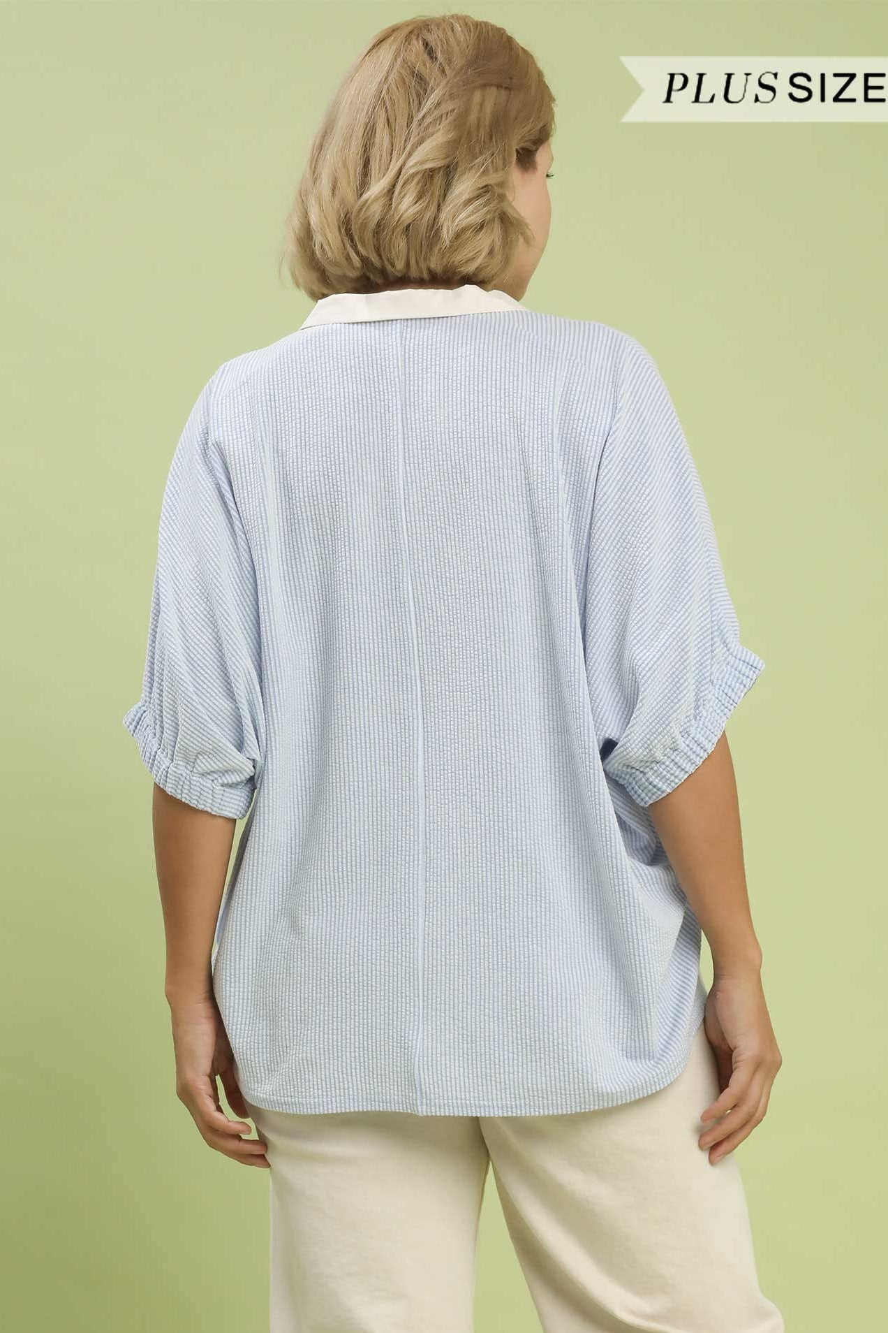 Contrast Collar V-Neck Top