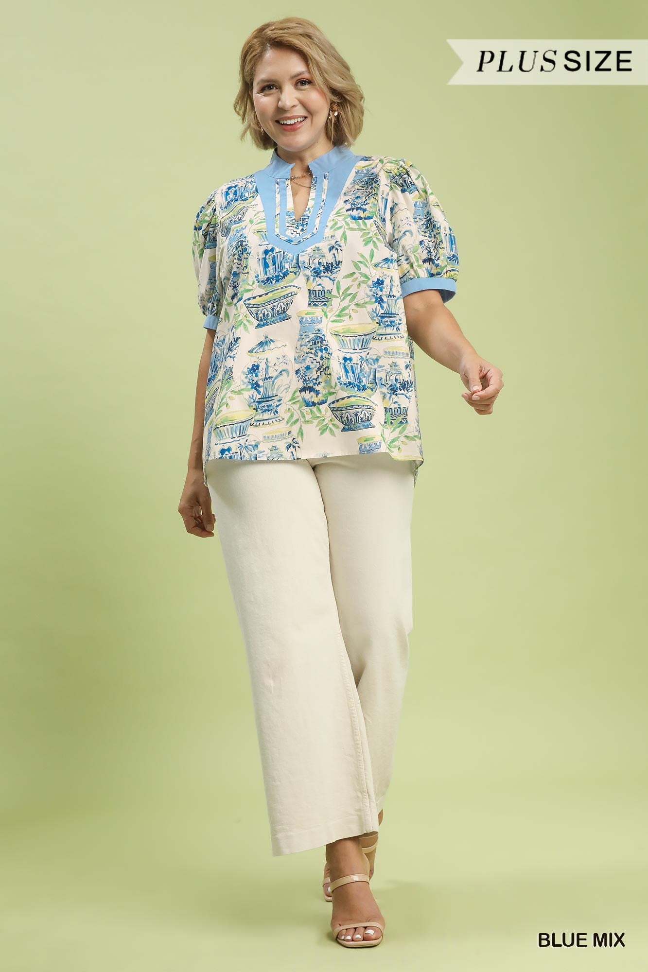 Printed V-Neck Top