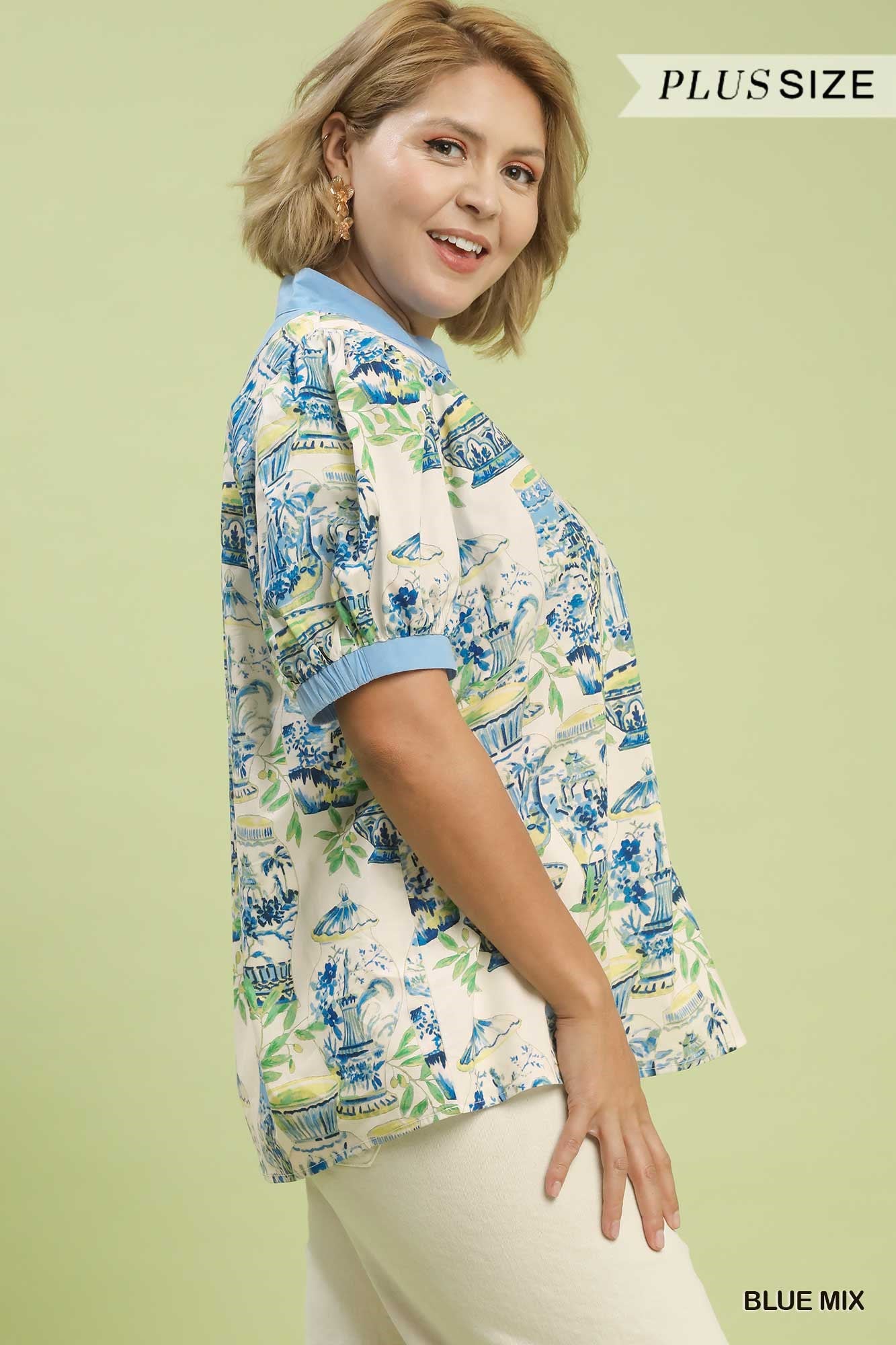 Printed V-Neck Top