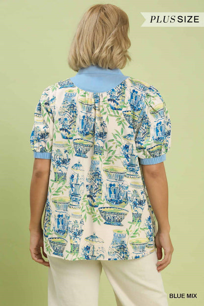 Printed V-Neck Top