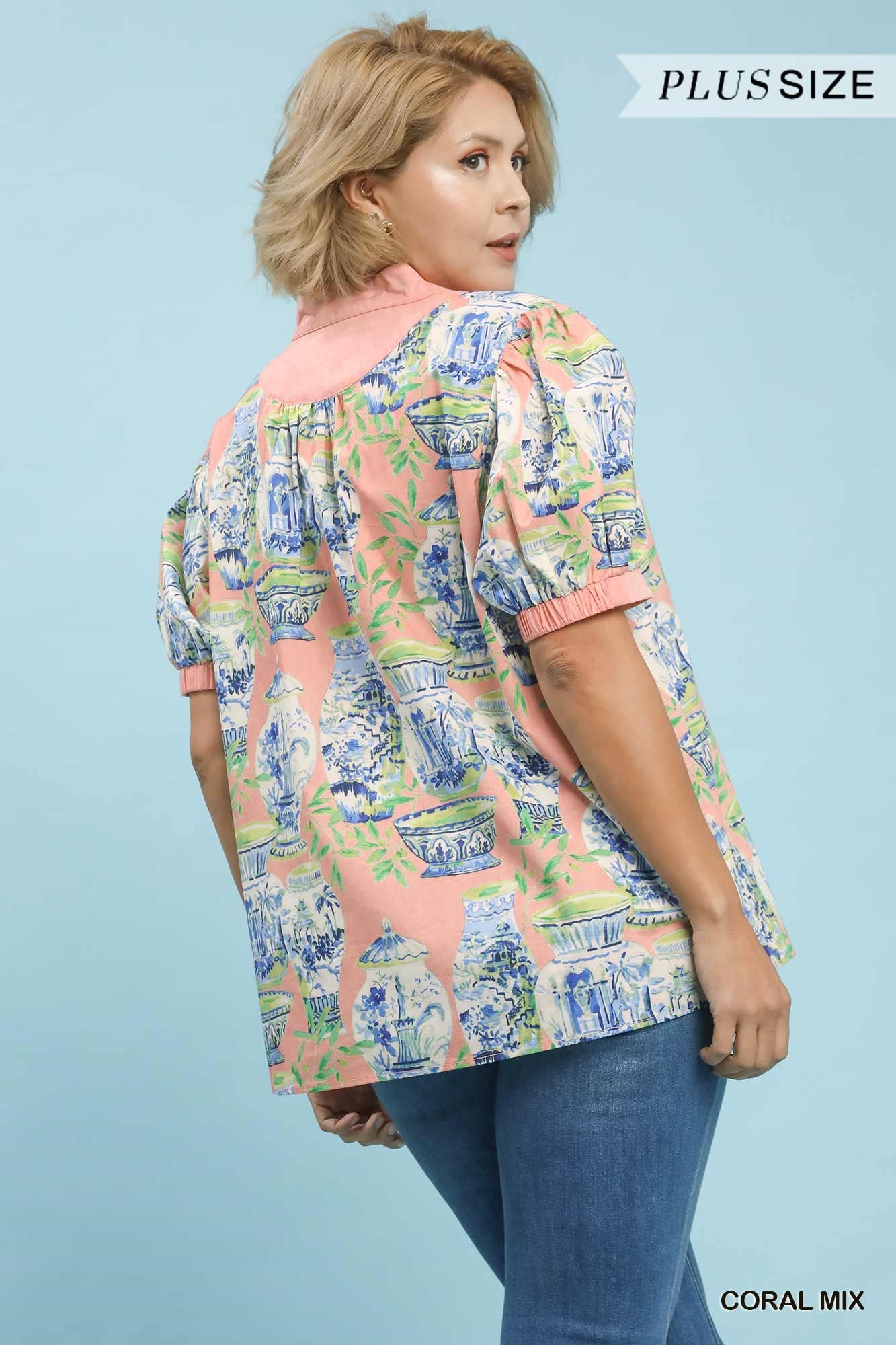 Printed V-Neck Top