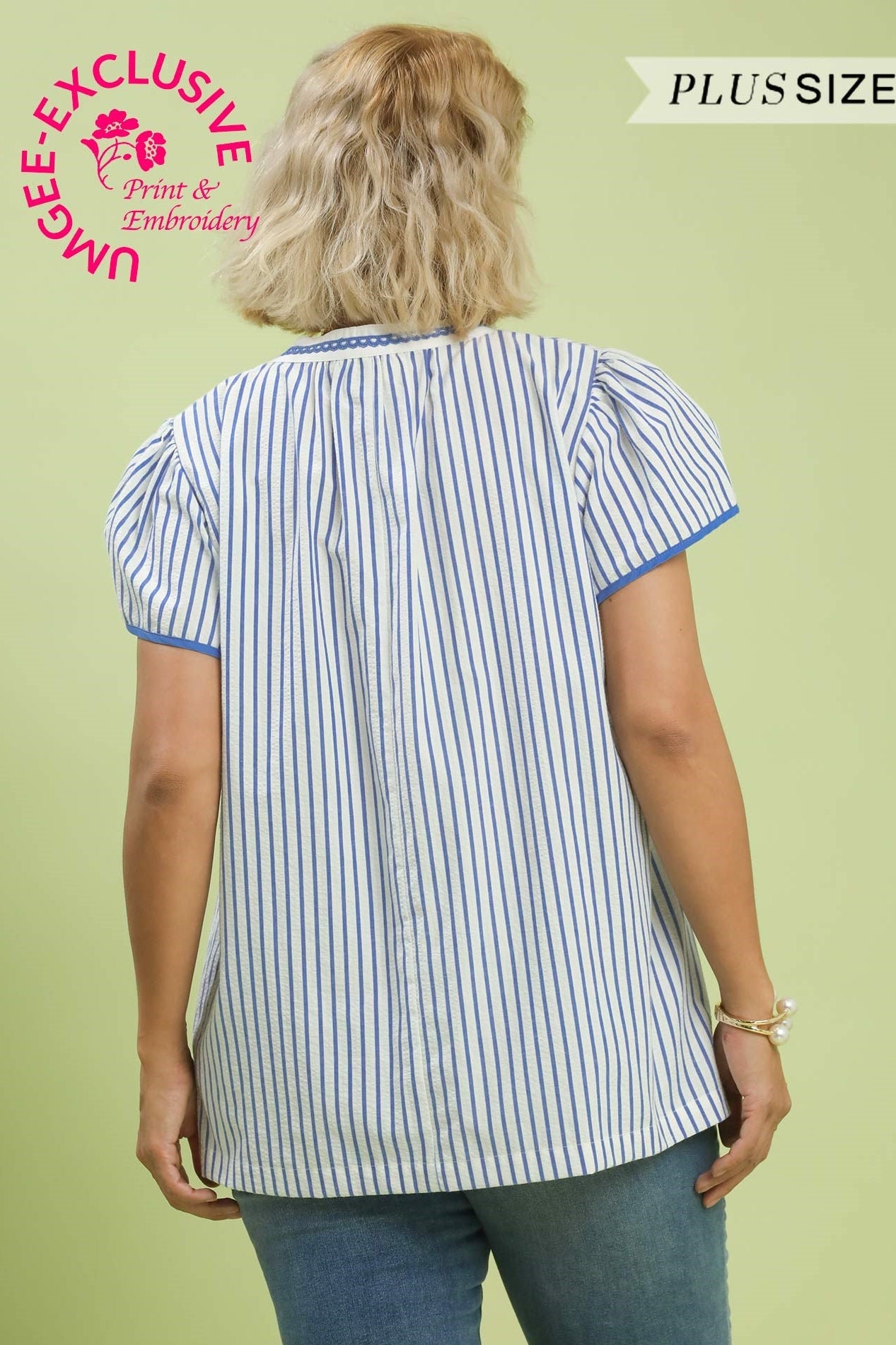 Stripe Lace Trim Blouse