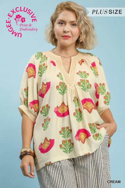 Pink Flower Blouse