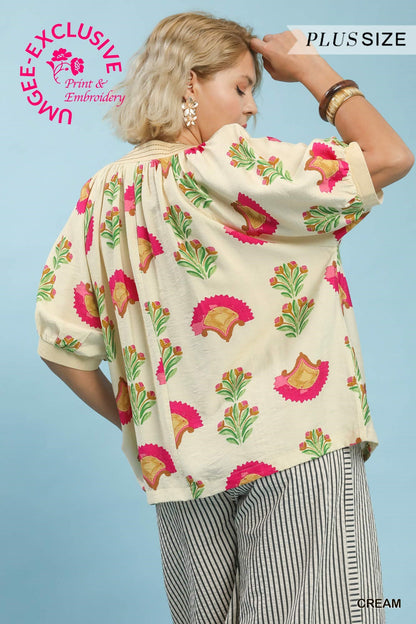 Pink Flower Blouse