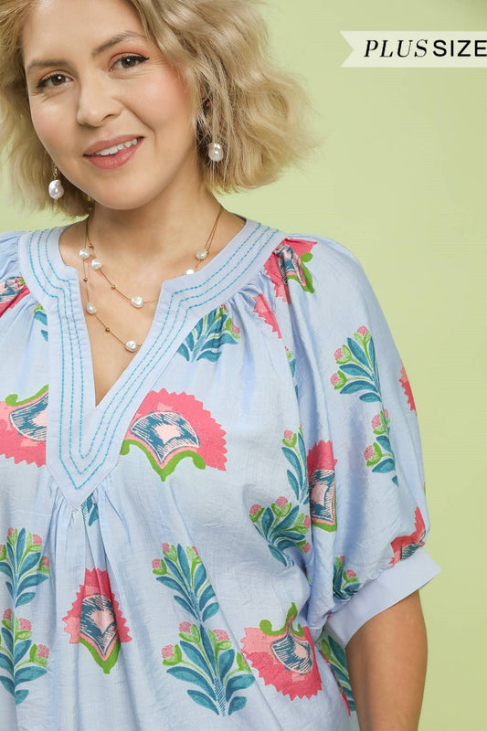 Pink Flower Blouse