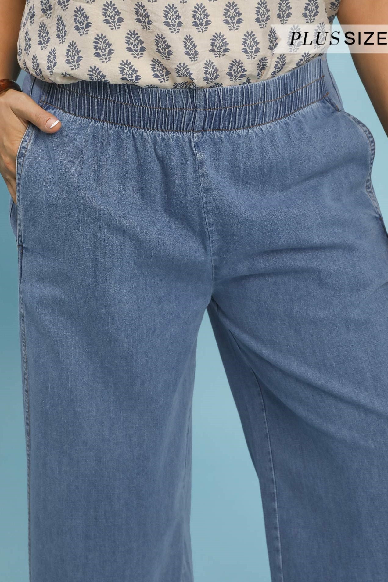 Stone Wash Wide Leg Pants