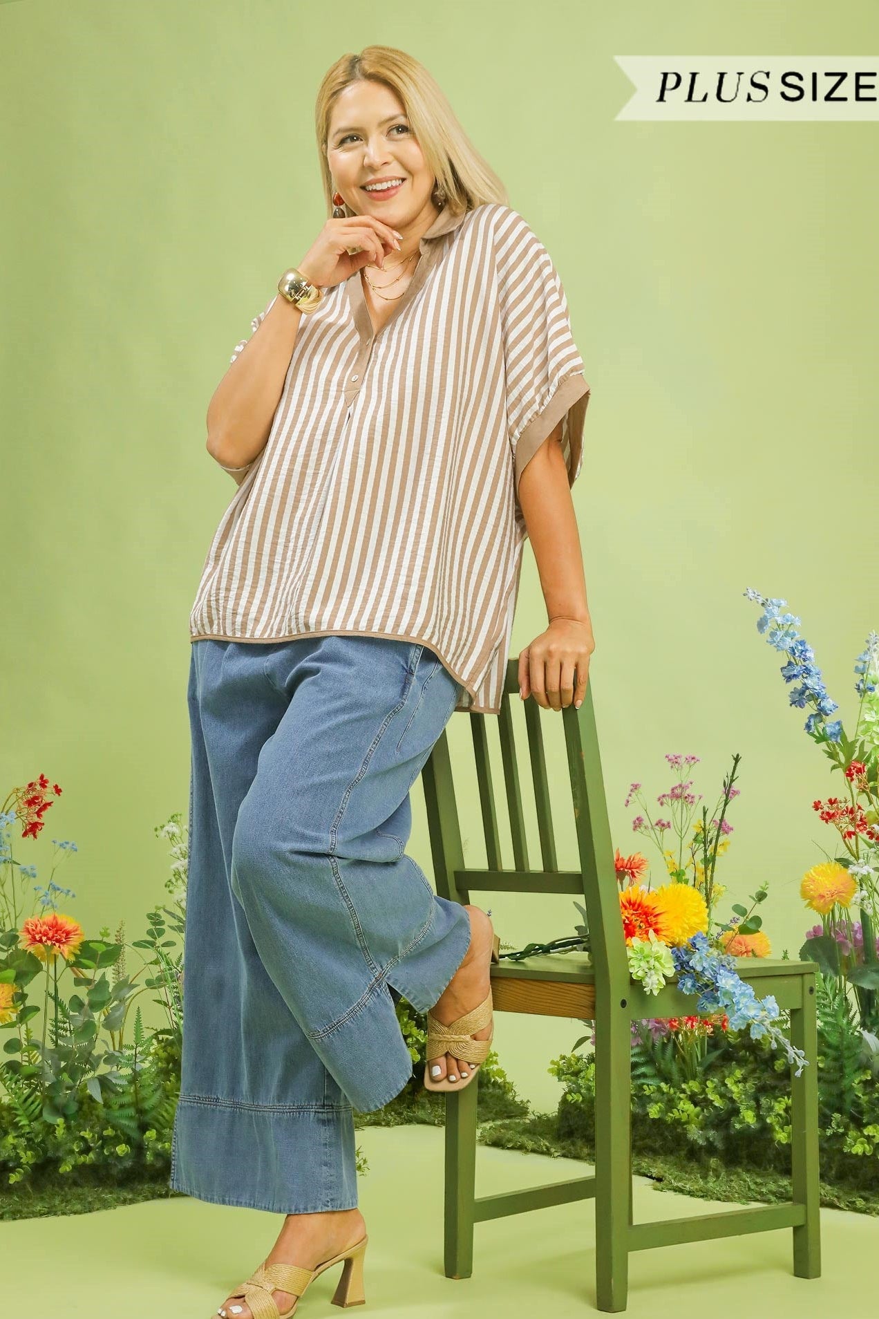 Stone Wash Wide Leg Pants