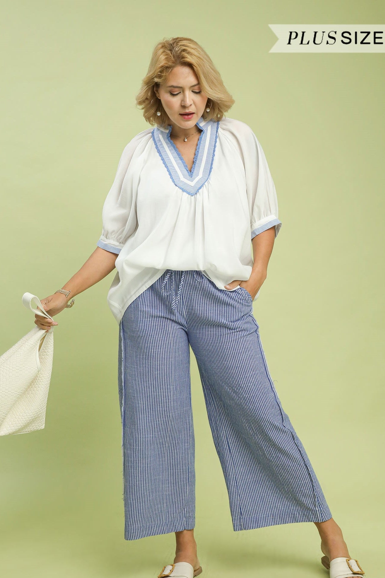 Linen Stripe Wide Leg