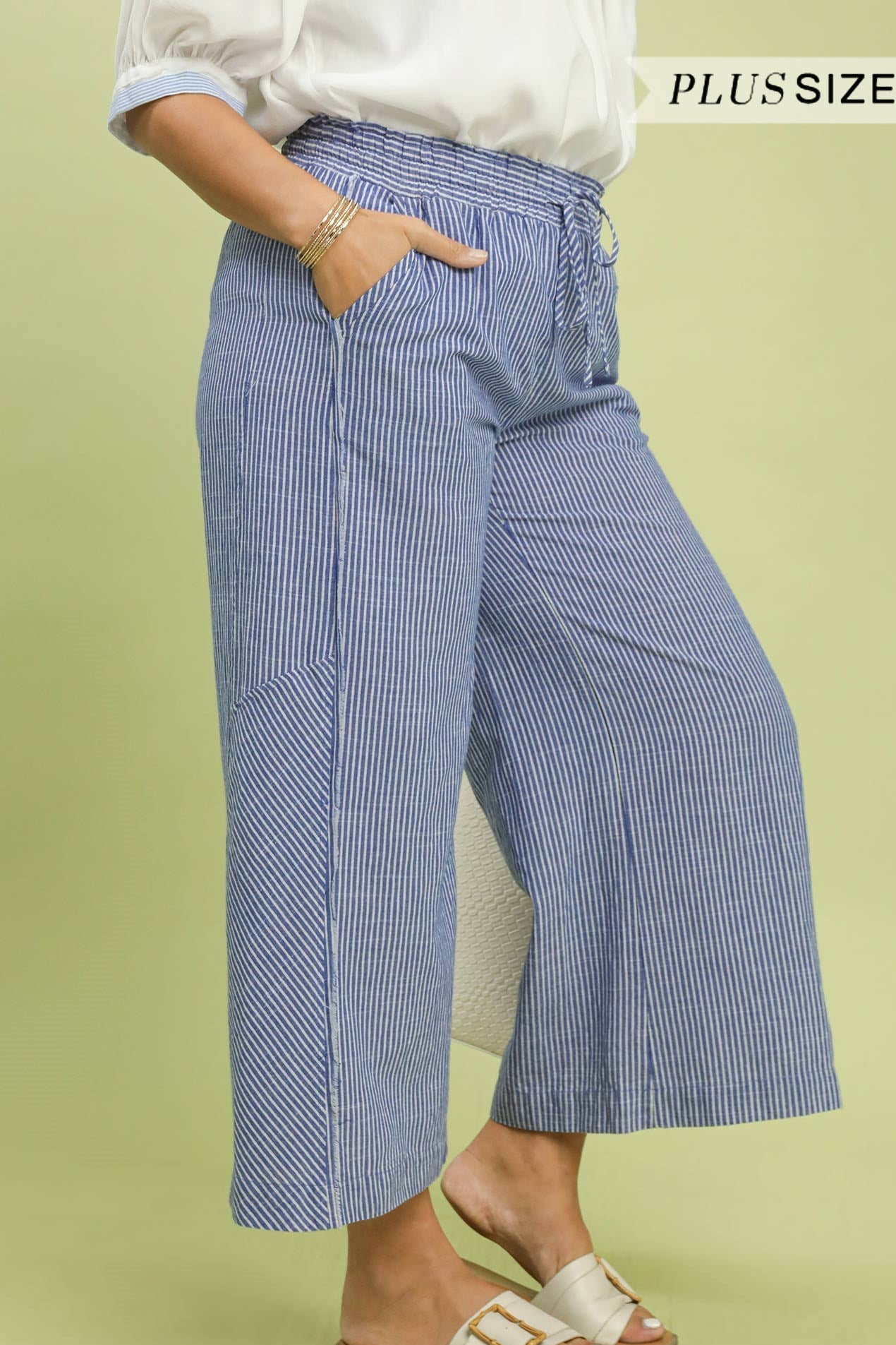 Linen Stripe Wide Leg