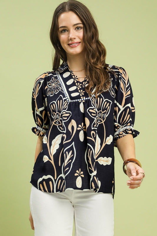 Floral Print Puff Sleeve Top