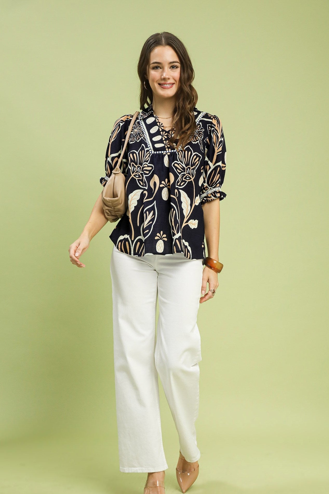 Floral Print Puff Sleeve Top
