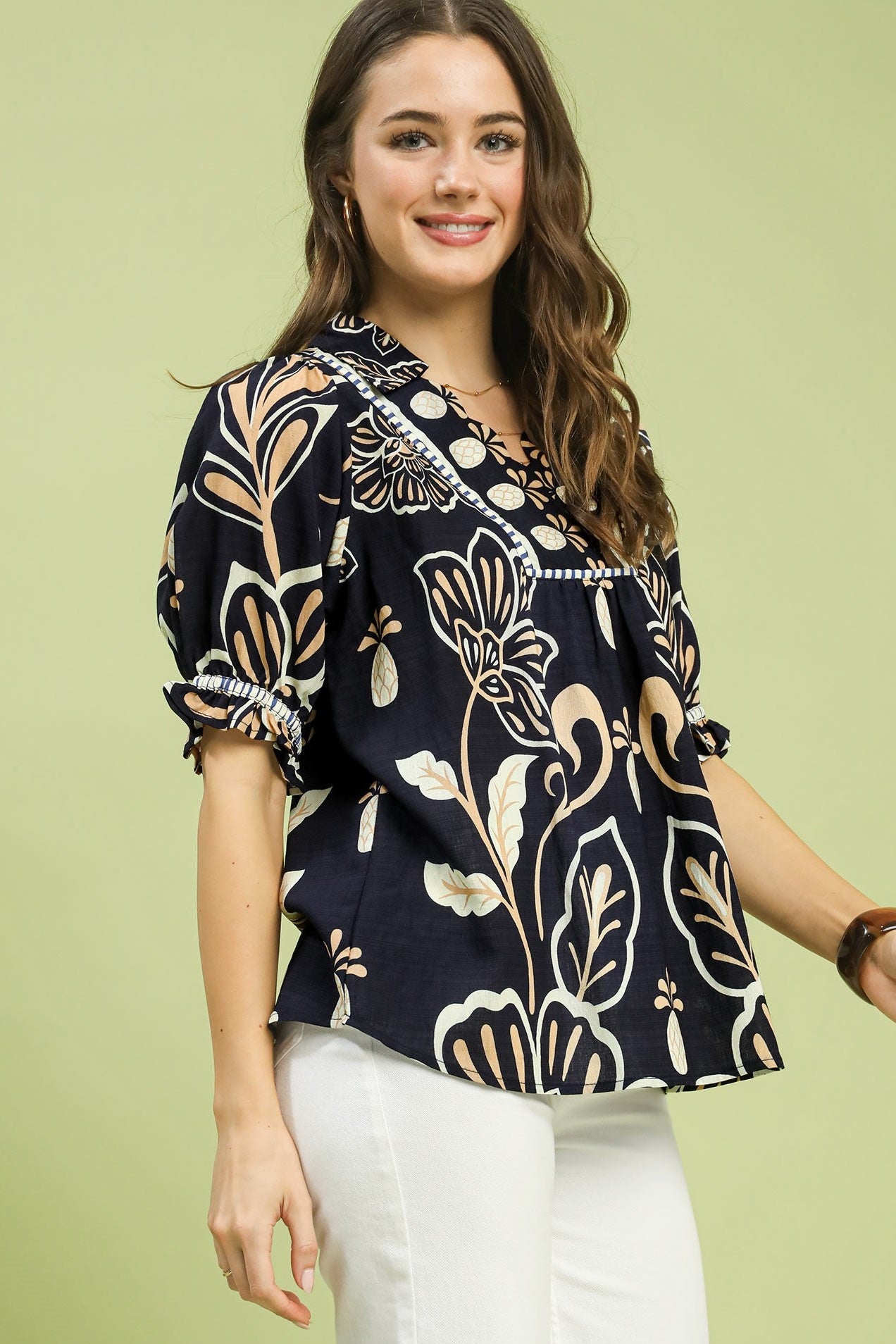 Floral Print Puff Sleeve Top