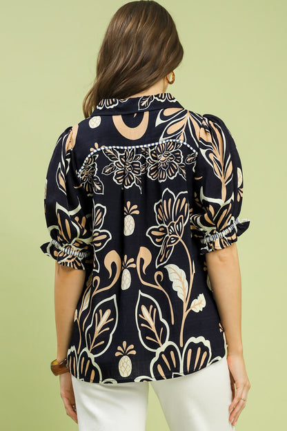 Floral Print Puff Sleeve Top