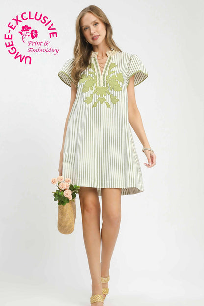 Stripe Floral Shift Dress