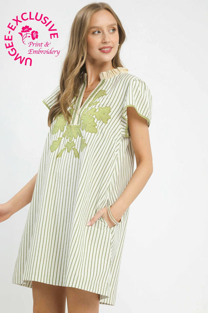 Stripe Floral Shift Dress