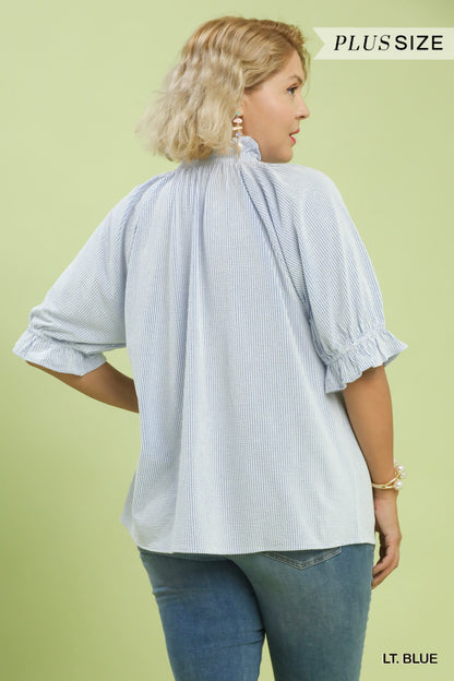 Seersucker Ruffle Blouse