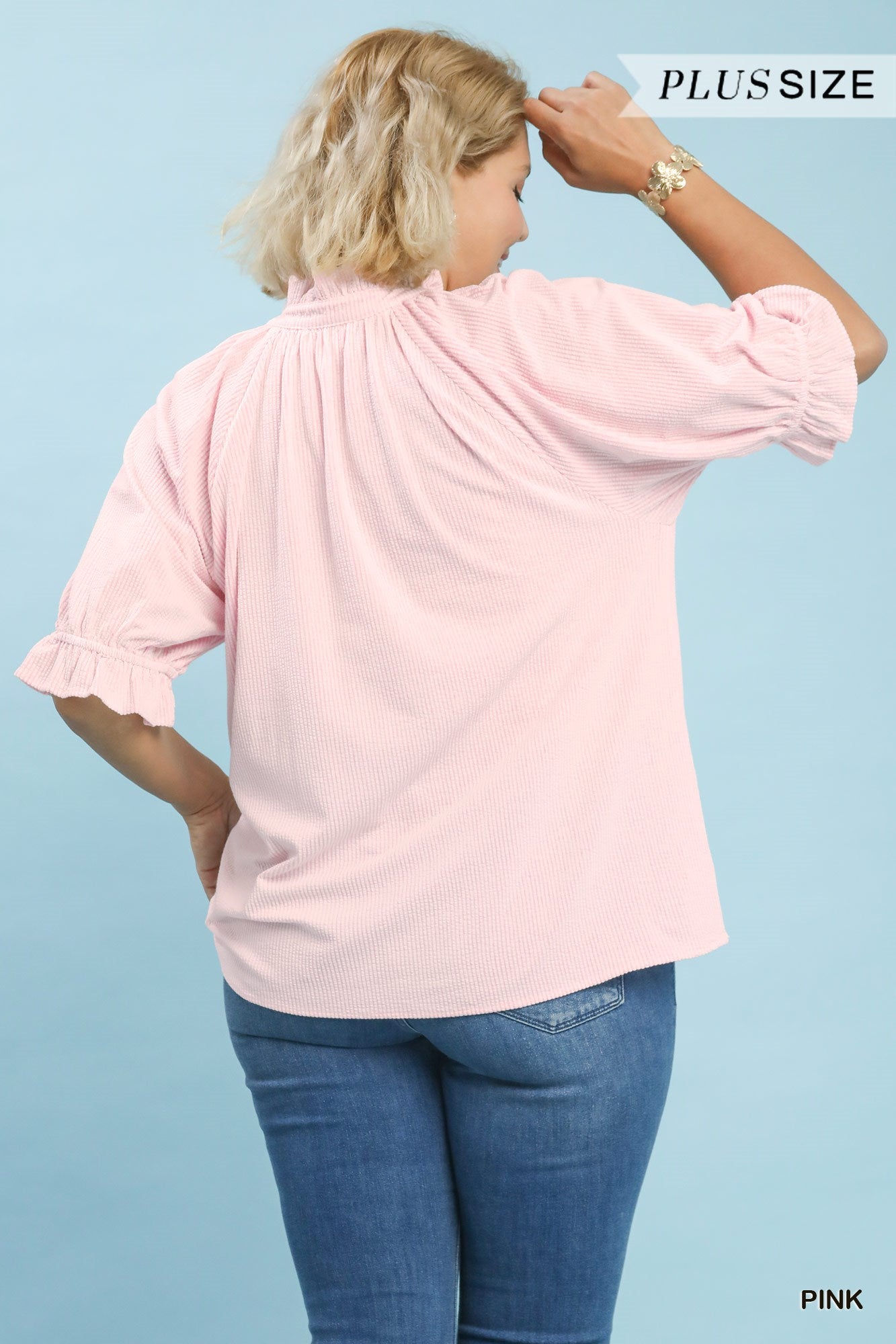Seersucker Ruffle Blouse