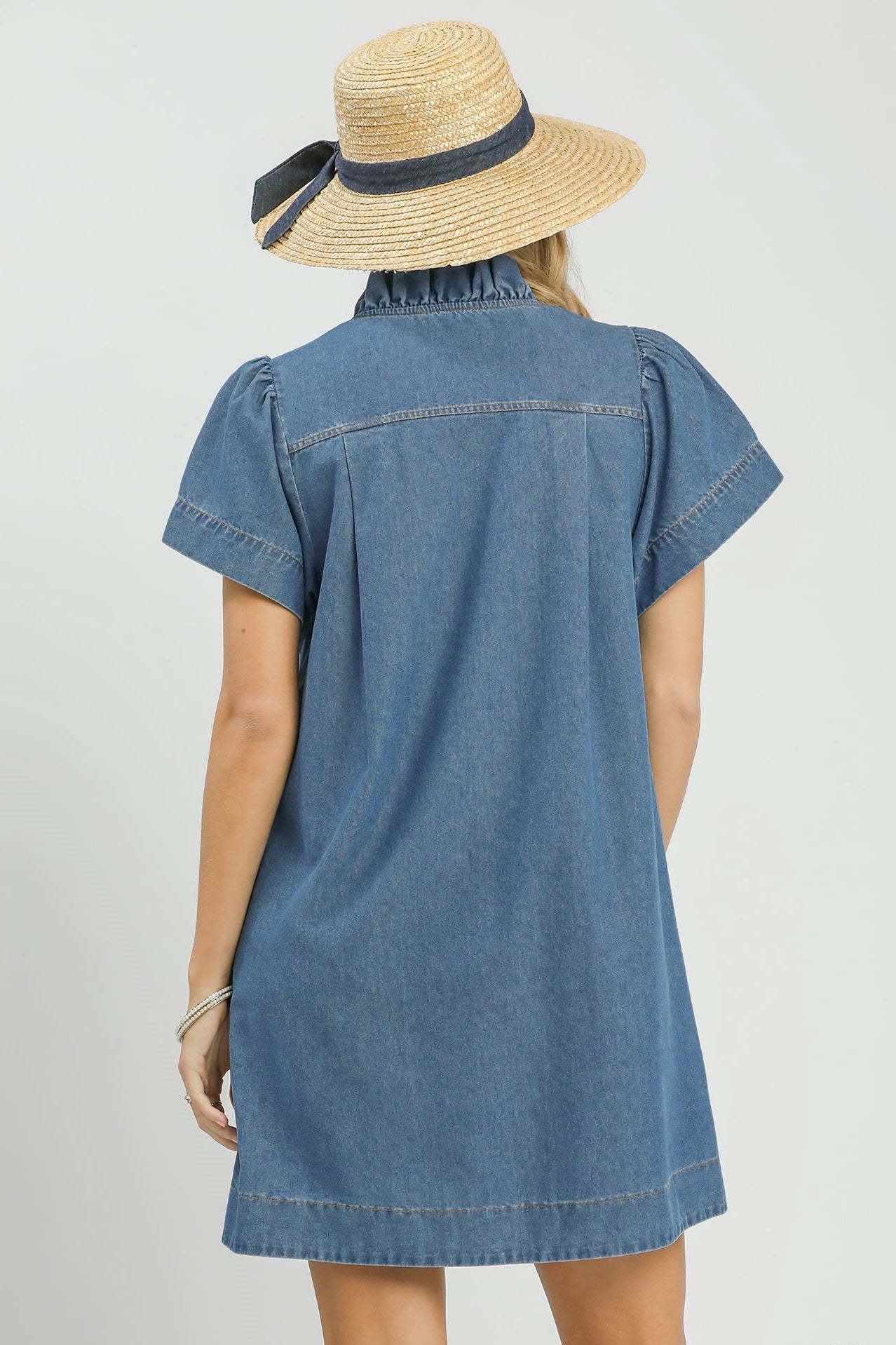 Denim Ruffle Mini Dress